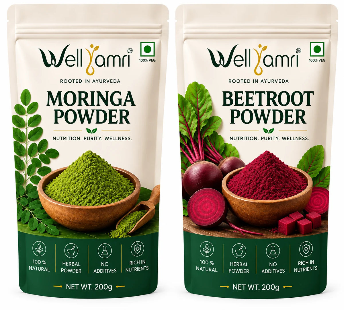 WellYamri Moringa and Beetroot Powder Combo