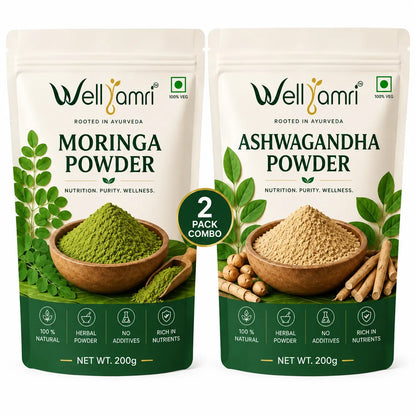 WellYamri Moringa & Ashwagandha Powder Combo