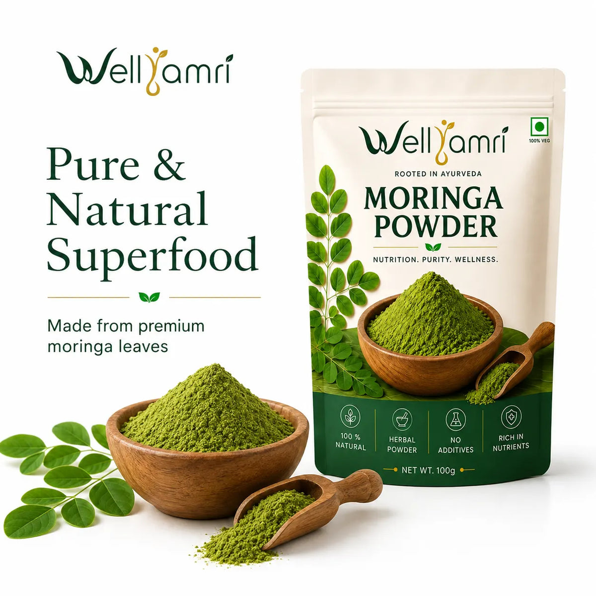 Moringa Leaf Powder | 100% Pure & Natural | WellYamri