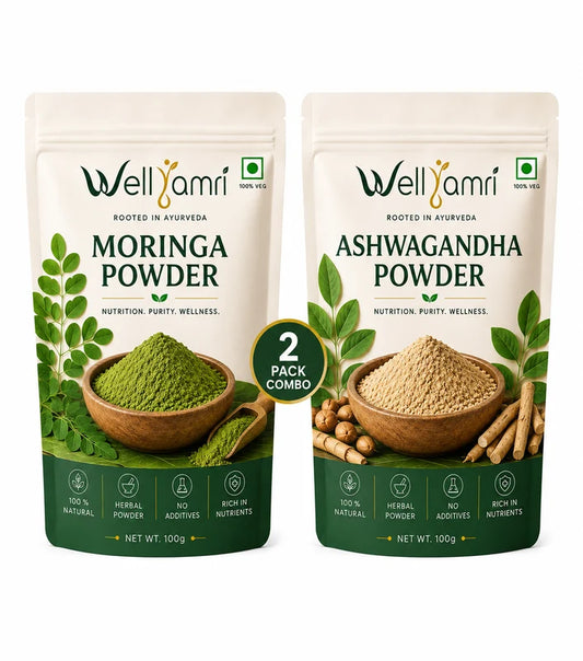 Wellyamri Moringa and Ashwagandha Powder 100g Combo